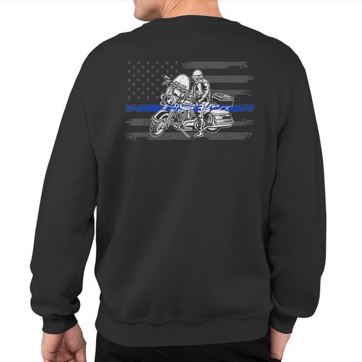 Patriotic Biker Cop American Officer Motorcycle Police Sweatshirt Back Print