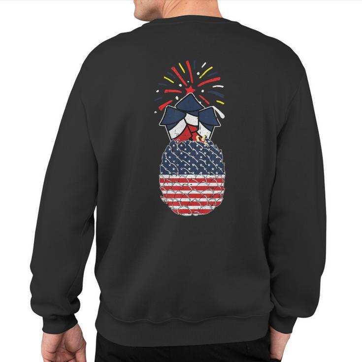 Pineapple American Flag 4Th Of July Cool Hawaiian Patriotic Sweatshirt Back Print