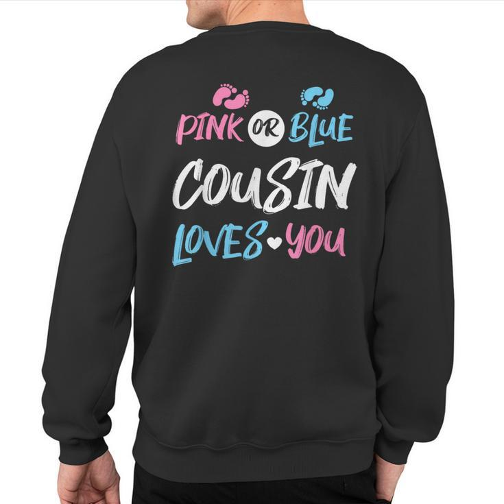 Pink Or Blue Cousin Loves You Gender Reveal Sweatshirt Back Print