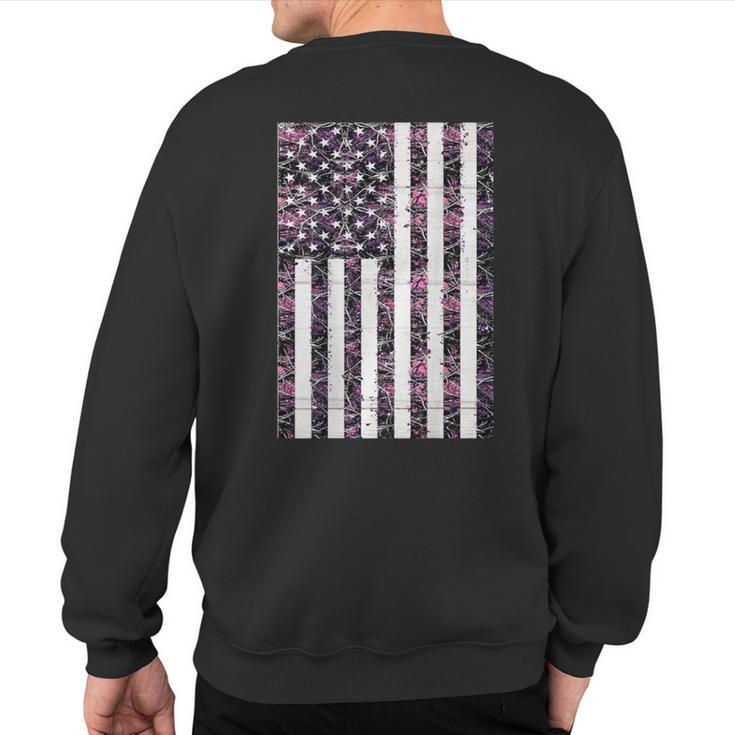 Pink Deer Hunting Camo Camouflage American Flag Back Print Sweatshirt Back Print