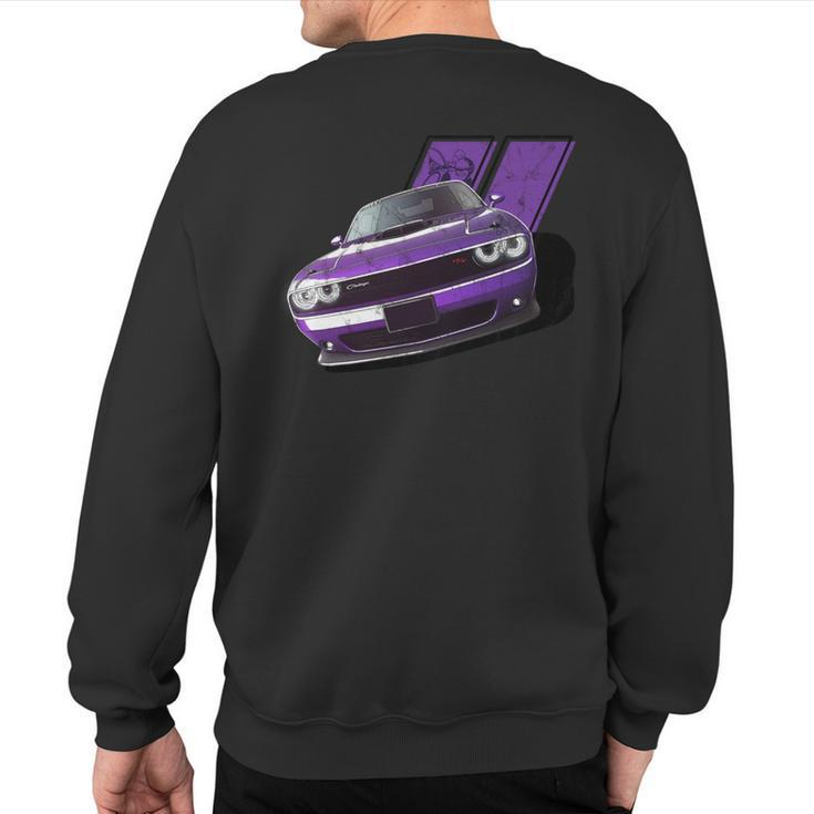 Plum Crazy Modern Muscle Car American V8 Engine Car Sweatshirt Back Print