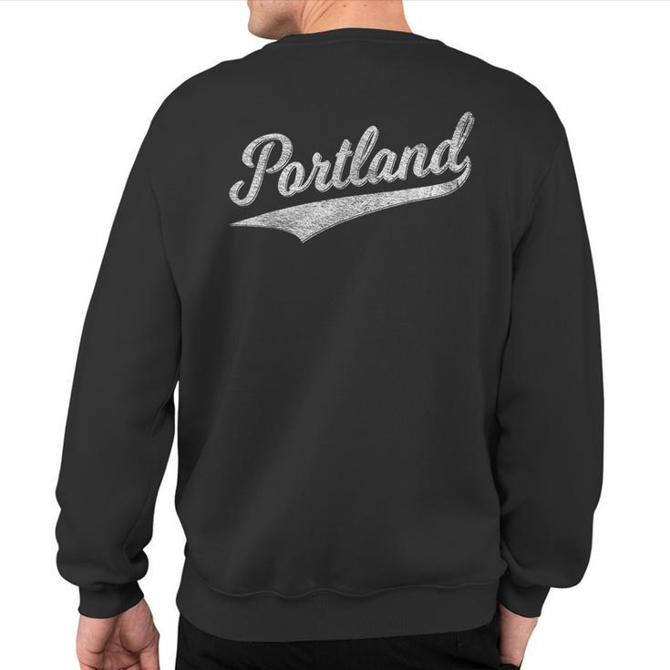 Portland State Of Oregon Baseball Script Flag Swoosh Sweatshirt Back Print