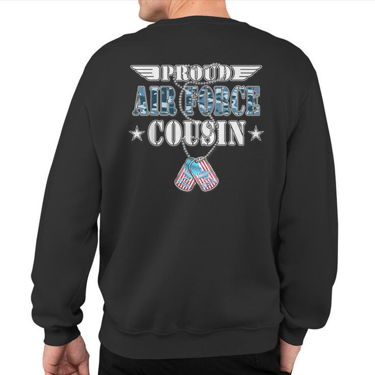 Proud Air Force Cousin Us Flag Dog Tags Wing Military Family Sweatshirt Back Print