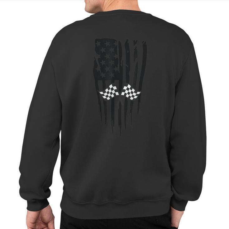 Racing Usa Flag American Themed Decor Sweatshirt Back Print