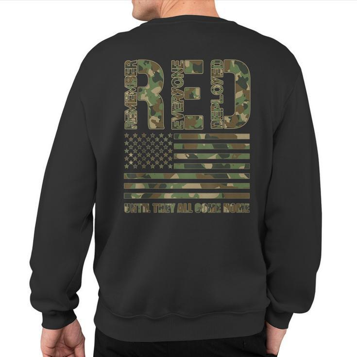 Red Friday Military Veteran Remember Everyone Deployed Camo Sweatshirt Back Print