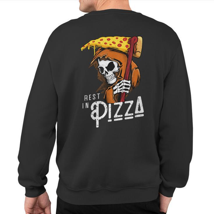 Rest In Pizza Grim Reaper With Fast Food Scythe Sweatshirt Back Print