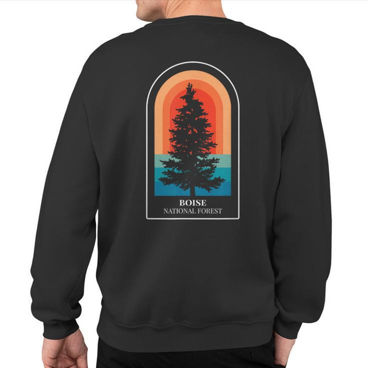Retro Boise National Forest Idaho Hiking Sweatshirt Back Print