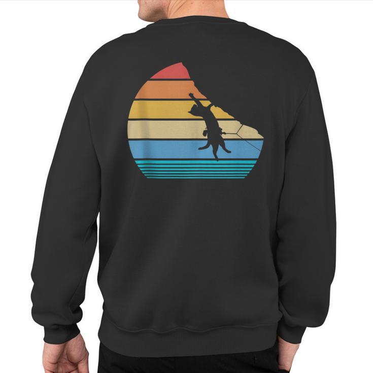 Retro Cat Climbing Meowtain Vintage Kitty Rock Climber Sweatshirt Back Print