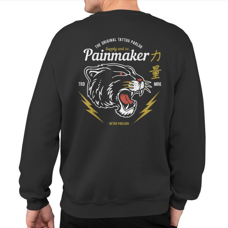 Retro Tattoo Parlor Oldschool Panther Head Sweatshirt Back Print