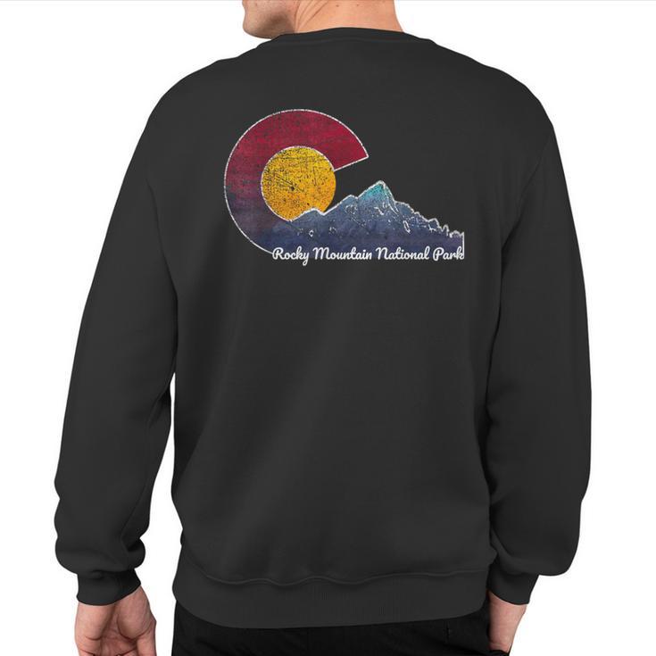 Rocky Mountain National Park Flag Inspired Scene Sweatshirt Back Print