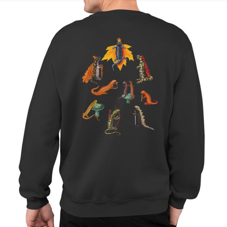 Salamanders And Newts In A Medieval Forest Kingdom Sweatshirt Back Print