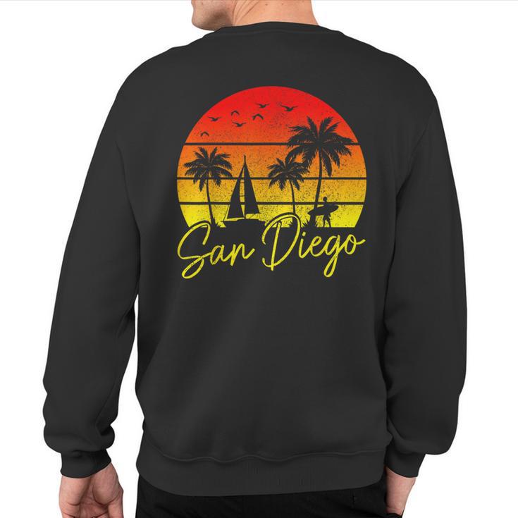 San Diego Vintage Sunset California Sailing Surfer San Diego Sweatshirt Back Print