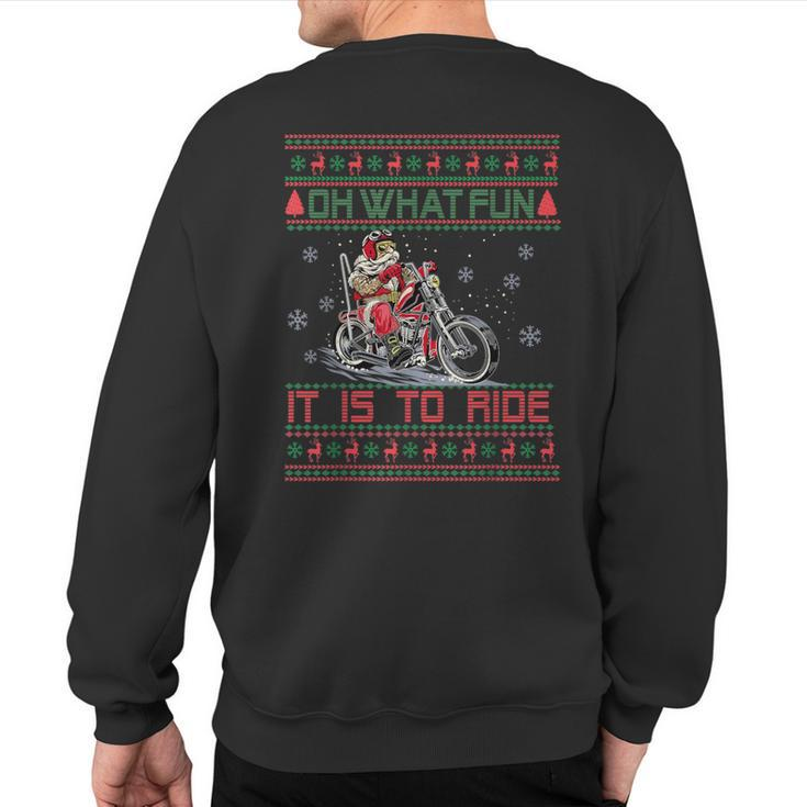 Santa Claus Riding Motorcycle Xmas Biker Present Christmas Sweatshirt Back Print