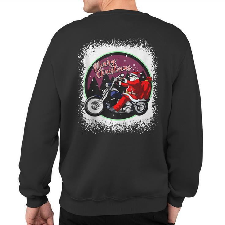 Santa On Motorcycle Christmas Rider Xmas Sweatshirt Back Print