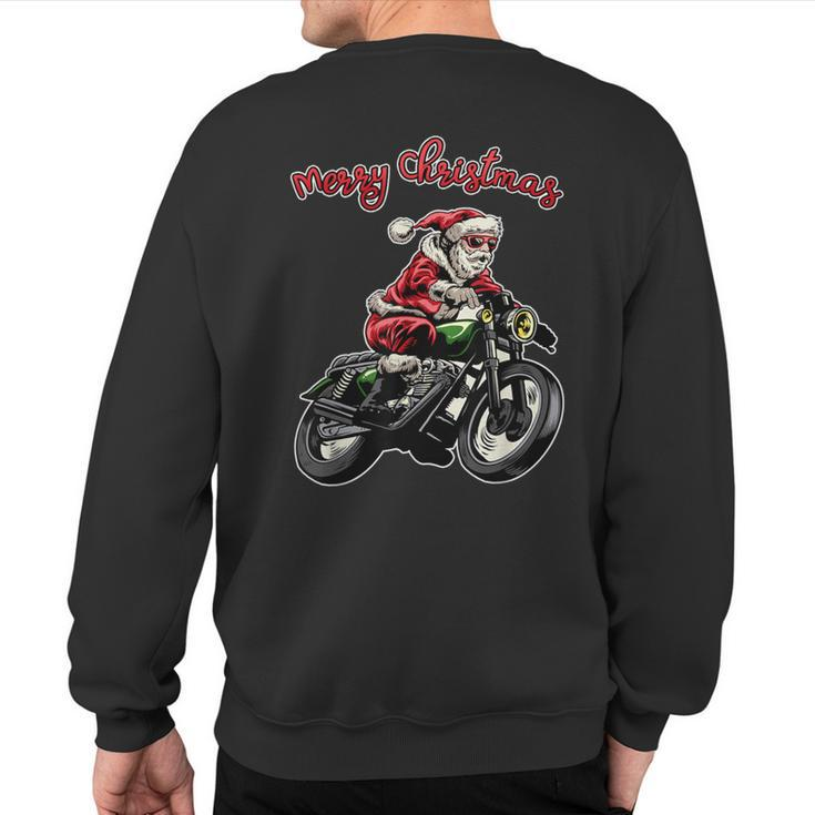Santa Riding A Motorbike Christmas Motorcycle Christmas Sweatshirt Back Print