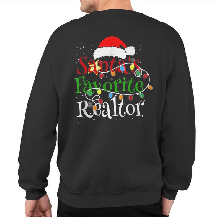 Santa's Favorite Realtor Christmas Santa Hat Lights Sweatshirt Back Print