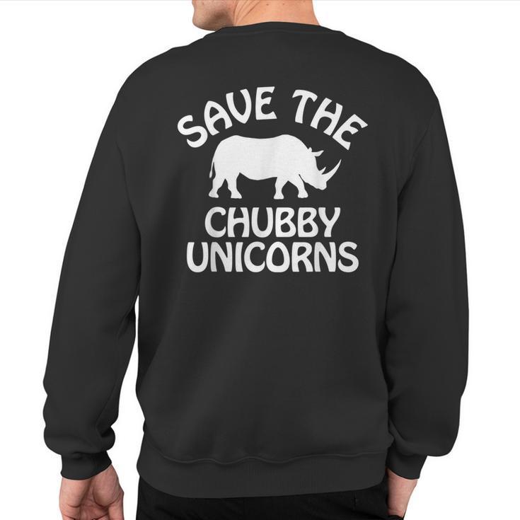 Save The Chubby Unicorns Retro Vintage Rhino Unicorn Sweatshirt Back Print