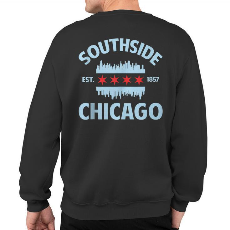 Southside Chicago Flag Skyline Sweatshirt Back Print