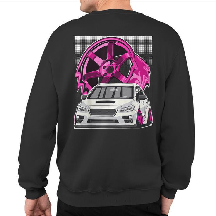 Subie Va Jdm Stance Car Wheel Boxer Motor Racing Graphic Sweatshirt Back Print