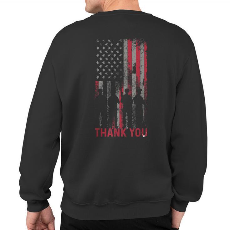 Thank You Memorial Day Military Flag Sweatshirt Back Print