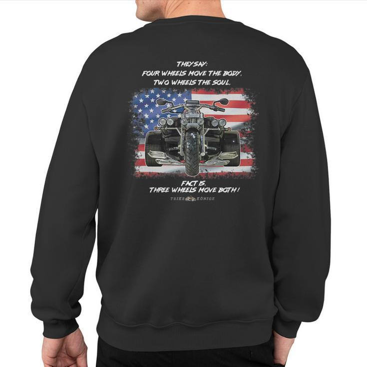 Three Wheels Do Both Usa Flags Trike Sweatshirt Back Print