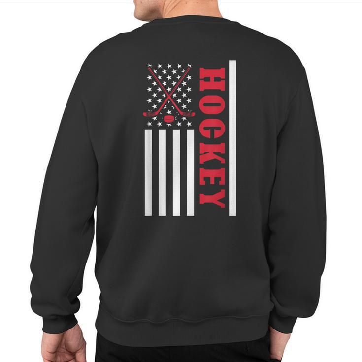 Usa Flag Patriotic American Pride Hockey Player Hockey Sweatshirt Back Print