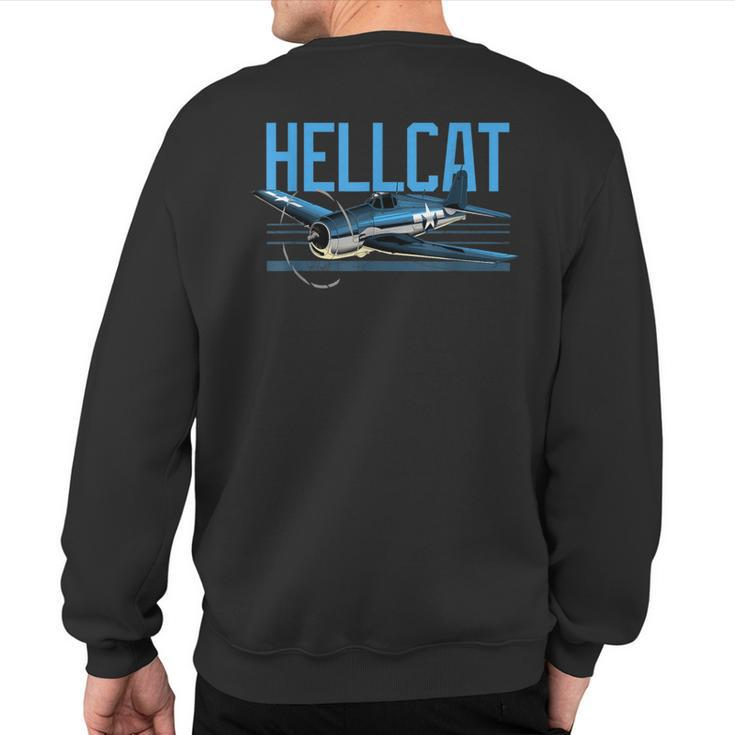 Usa Military Warbird Airplane Hellcat Wwii Vintage Fighter Sweatshirt Back Print