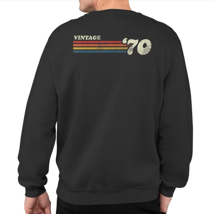 Vintage 1970 Chest Stripe Birthday Sweatshirt Back Print