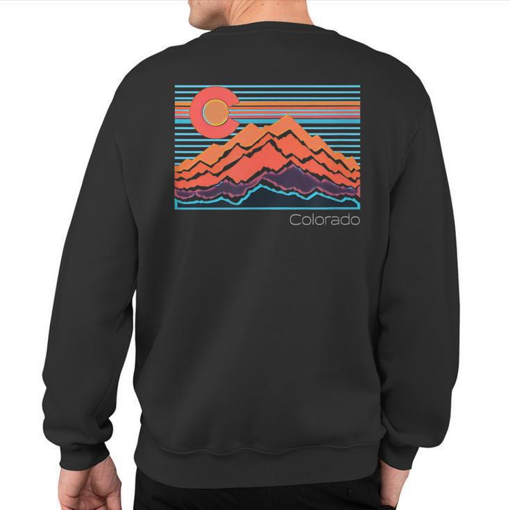 Vintage Colorado Mountain Landscape And Flag Graphic Sweatshirt Back Print