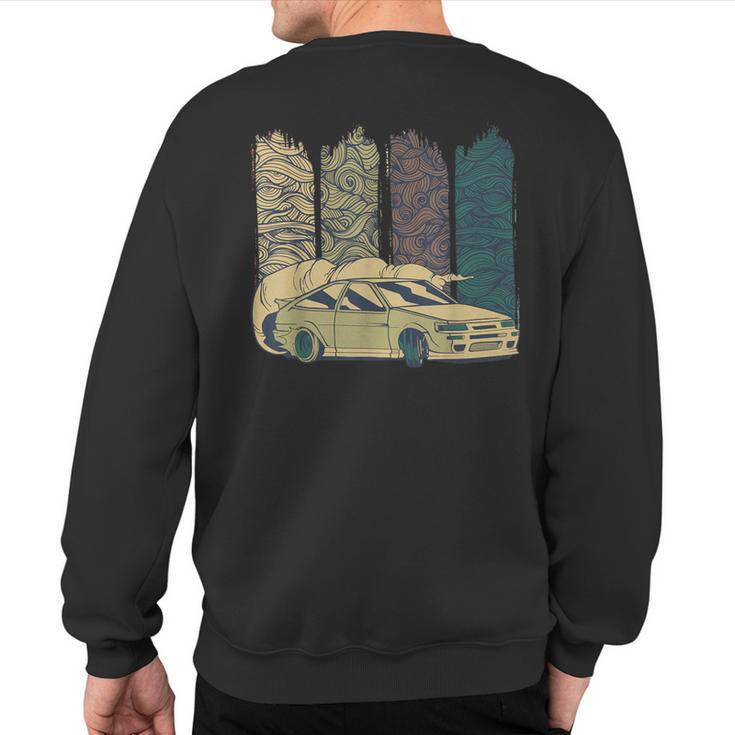 Vintage Japanese Drift Car Streetwear Retro Drifting Racecar Sweatshirt Back Print