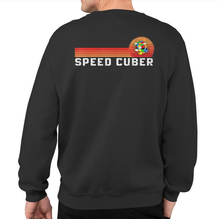 Vintage Math Cuber Heartbeat Speed Cubing Puzzle Lover Cube Sweatshirt Back Print