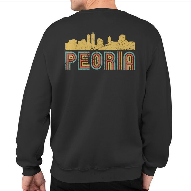 Vintage Retro Peoria Illinois Skyline Sweatshirt Back Print