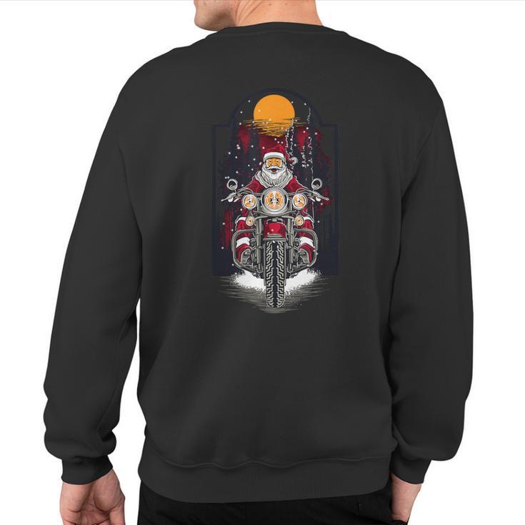 Vintage Santa Riding A Motorcycle Christmas Sweatshirt Back Print