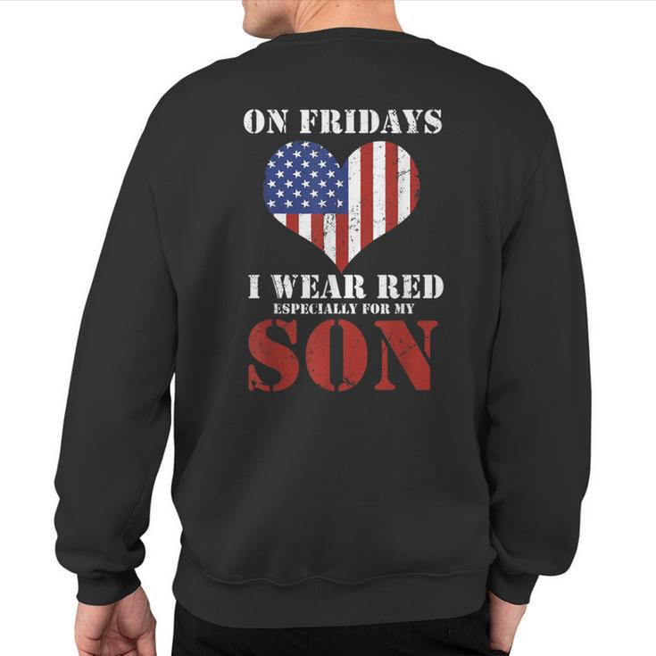 I Wear Red For My Son Perfect For A American Flag Military Sweatshirt Back Print