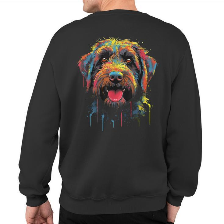 Wirehaired Pointing Griffon Colorful Griff Dog Face Black Sweatshirt Back Print
