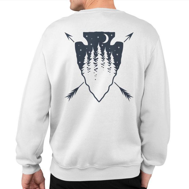 Arrowhead Hunting Pine Tree Moon Scenery Arrowhead Hunter Sweatshirt Back Print