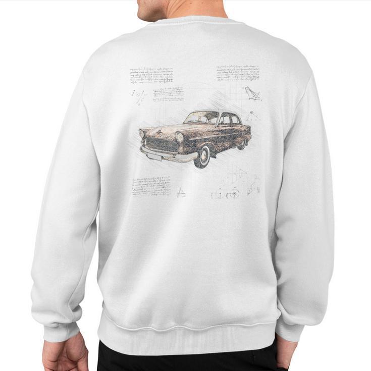 Car Vintage Retro Blueprint Automobile Auto Lovers Sweatshirt Back Print