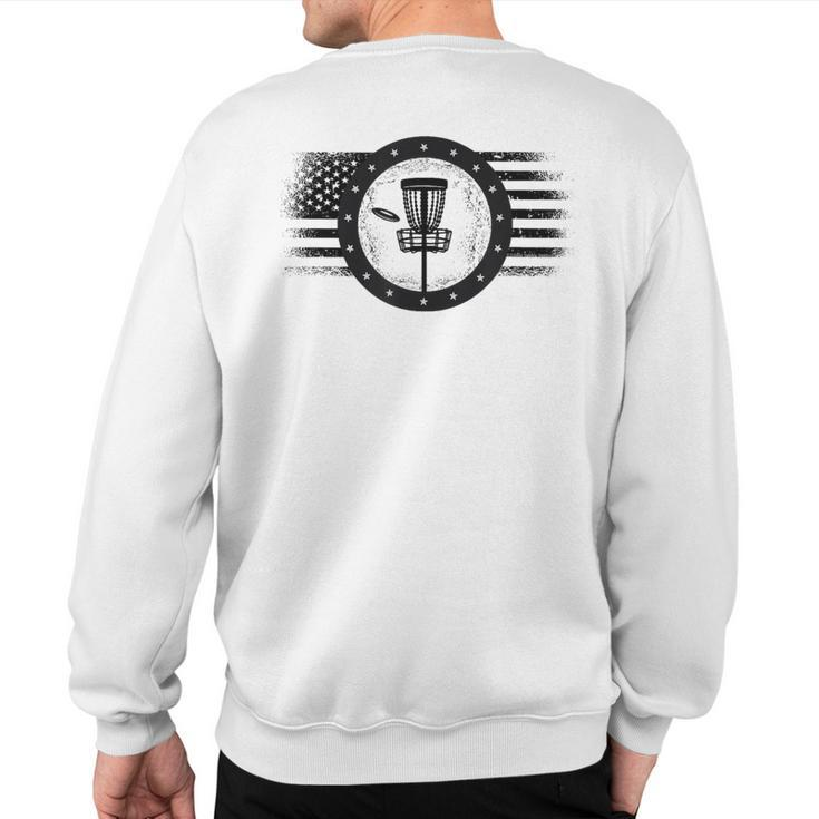 Cool Disc Golf Sport Usa Grunge Flag Disc Golf Sweatshirt Back Print