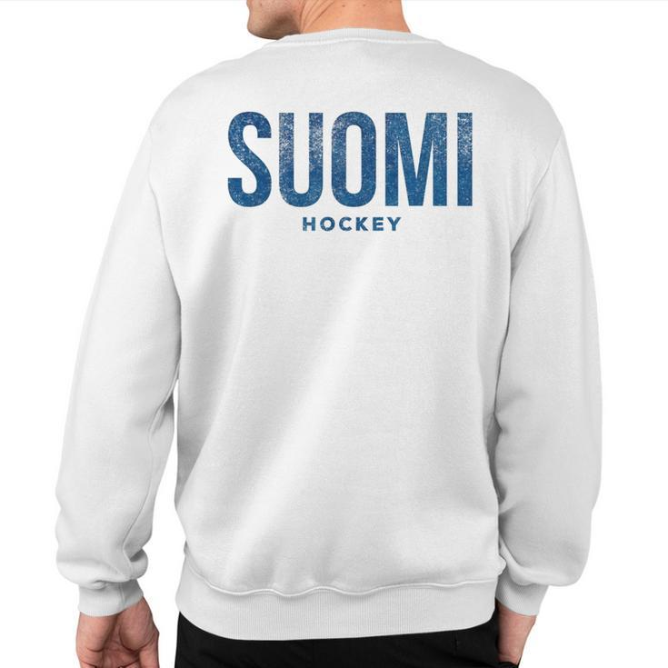 Finland Suomi Hockey Distressed Vintage Retro T Sweatshirt Back Print