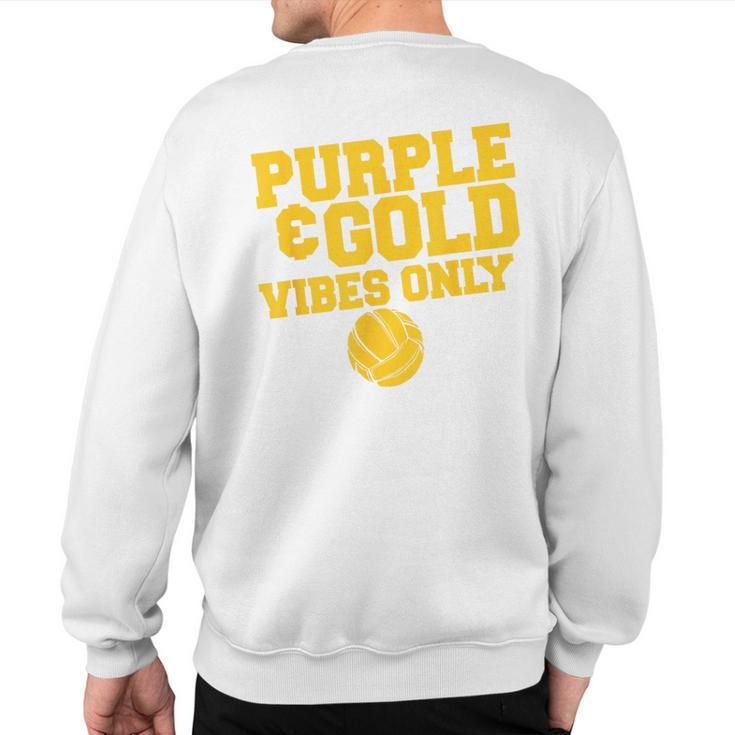Purple Gold Game Day High School Volleyball Group Team Sweatshirt Back Print