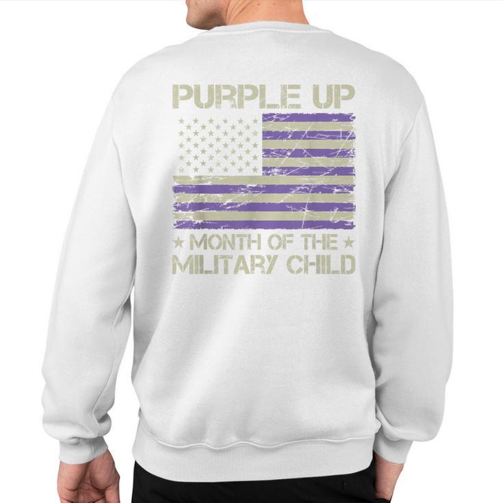 Purple Up Month Of The Military Child Us Flag Sweatshirt Back Print