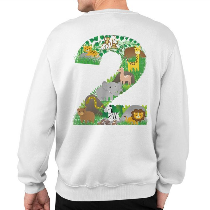 Safari Jungle Zoo Animals Second Birthday Number 2 Sweatshirt Back Print