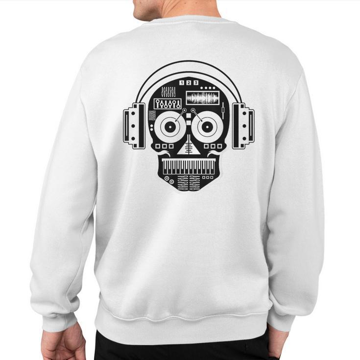 Sugarskull Dj Table Skull Disc Jockey Headphones Sweatshirt Back Print