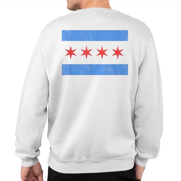 Vintage Distressed Chicago City Flag Sweatshirt Back Print