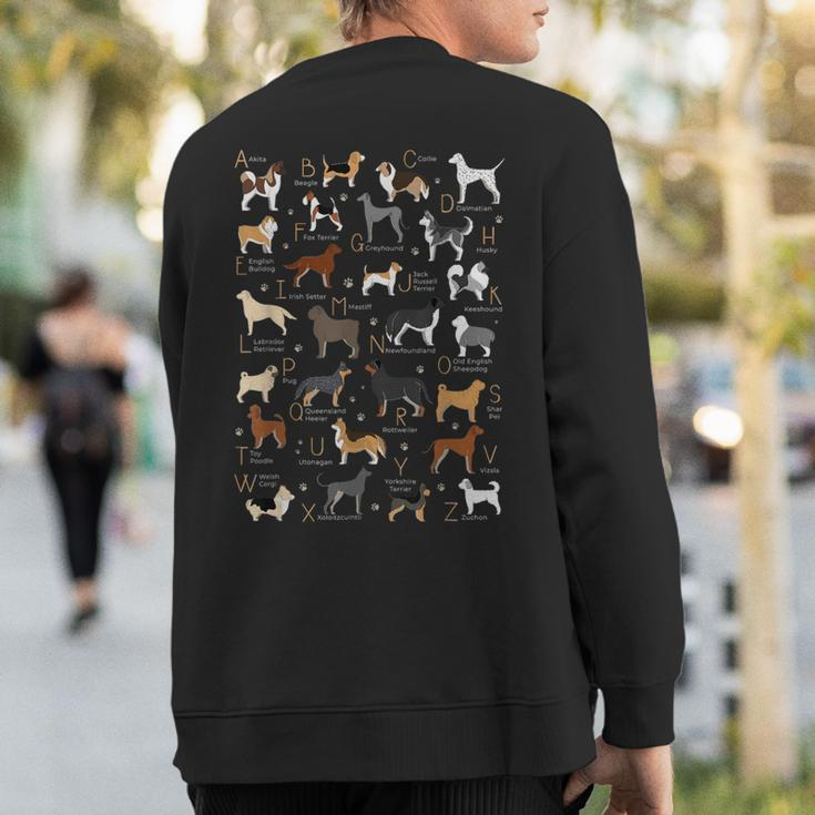 Abc Dog Breeds Identification A-Z Types Of Dogs Canine Sweatshirt Back Print