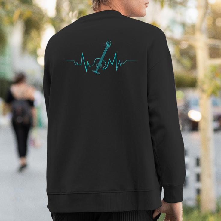 Acoustic Guitar Heartbeat Cool For Guitarists Sweatshirt Back Print