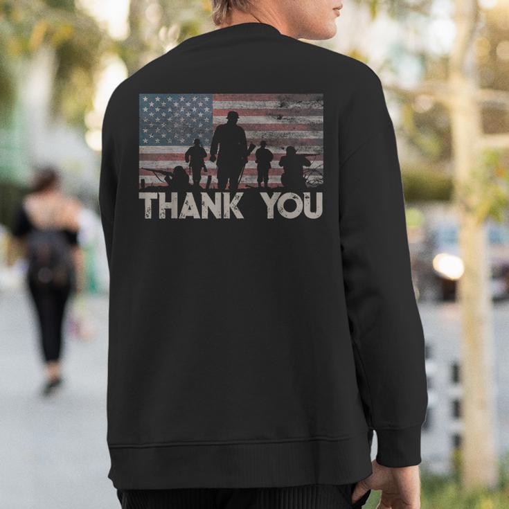 American Flag Thank You Military Appreciation Sweatshirt Back Print