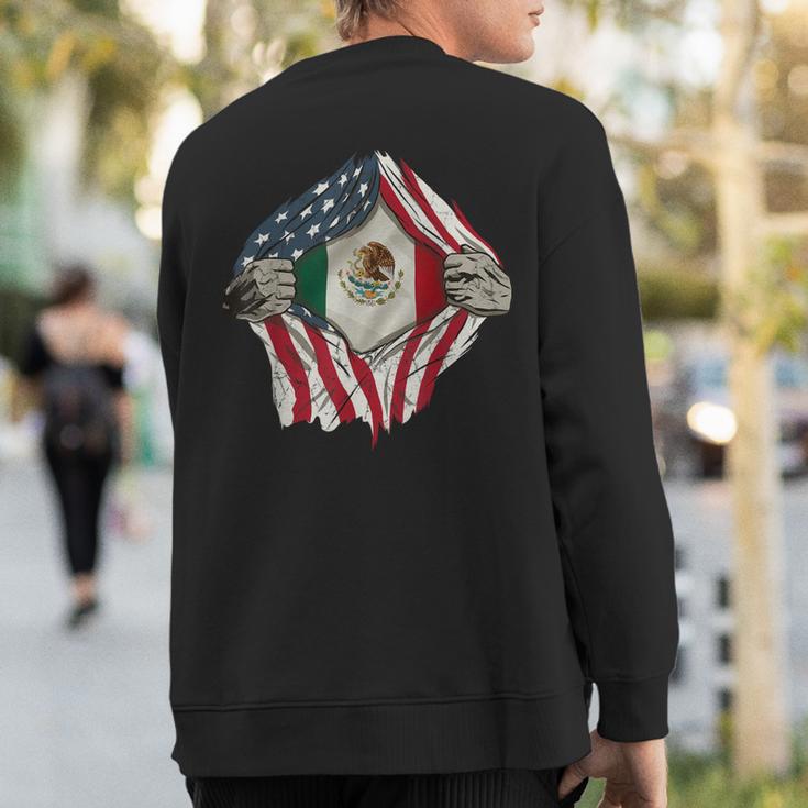 American Grown Mexican Roots Usa Mexico Flag Love Sweatshirt Back Print