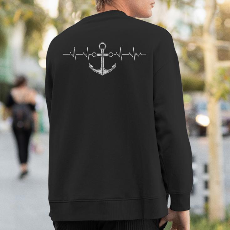 Anchor Heartbeat Sailboat Nautical Sailor Captain Sailing Sweatshirt Back Print