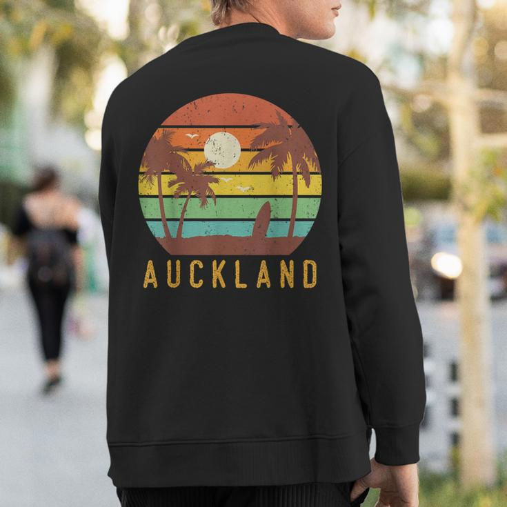 Auckland New Zealand Retro Surf Beach Vibe Vintage 70S Sweatshirt Back Print